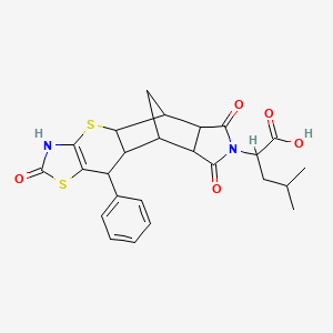 4-Methyl-2-(6,13,15-trioxo-9-phenyl-3,7-dithia-5,14-diazapentacyclo[9.5.1.02,10.04,8.012,16]heptadec-4(8)-en-14-yl)pentanoic acid