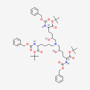 molecular formula C54H78N4O14 B12288462 (5S,15S)-5,15-Bis[(tert-butyloxy)carbonyl]-10-[(5S)-6-(tert-butyloxy)-6-oxo-5-[[(benzyloxy)carbonyl]amino]hexyl]-8,12-dihydroxy-3-oxo-1-phenyl-2-oxa-4,10,16-triazaheptadecan-17-oic Acid Benzyl Ester 
