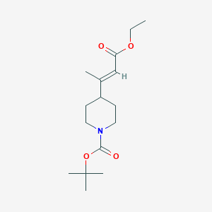 molecular formula C16H27NO4 B12288480 tert-butyl 4-((E)-2-ethoxycarbonyl-1-methylvinyl)piperidine-1-carboxylate 