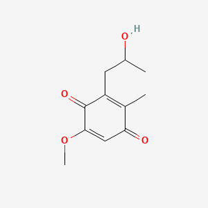 molecular formula C11H14O4 B12288532 2,5-Cyclohexadiene-1,4-dione,3-[(2R)-2-hydroxypropyl]-5-methoxy-2-methyl- 