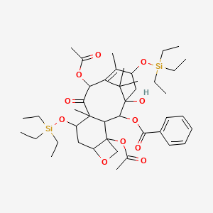 molecular formula C43H66O11Si2 B12288567 [4,12-Diacetyloxy-1-hydroxy-10,14,17,17-tetramethyl-11-oxo-9,15-bis(triethylsilyloxy)-6-oxatetracyclo[11.3.1.03,10.04,7]heptadec-13-en-2-yl] benzoate 