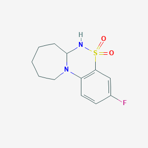 molecular formula C12H15FN2O2S B1228885 3-fluoro-6a,7,8,9,10,11-hexahydro-6H-azepino[2,1-c][1,2,4]benzothiadiazine 5,5-dioxide 