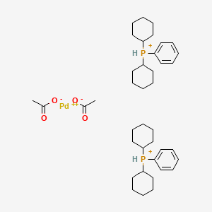 molecular formula C40H62O4P2Pd+2 B12289054 Di(acetato)dicyclohexylphenylphosphinepalladium(II), polymer-bound FibreCat 
