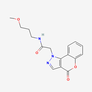 molecular formula C16H17N3O4 B1228916 N-(3-methoxypropyl)-2-(4-oxo-1-[1]benzopyrano[4,3-c]pyrazolyl)acetamide 