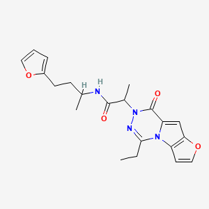 molecular formula C21H24N4O4 B1228917 2-(1-ethyl-4-oxo-3-furo[3,4]pyrrolo[3,5-c][1,2,4]triazinyl)-N-[4-(2-furanyl)butan-2-yl]propanamide 