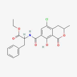 molecular formula C22H22ClNO6 B12289184 ethyl 2-[(5-chloro-8-hydroxy-3-methyl-1-oxo-3,4-dihydro-1H-2-benzopyran-7-yl)formamido]-3-phenylpropanoate CAS No. 18496-58-7