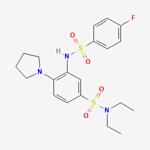 N,N-diethyl-3-[(4-fluorophenyl)sulfonylamino]-4-(1-pyrrolidinyl)benzenesulfonamide