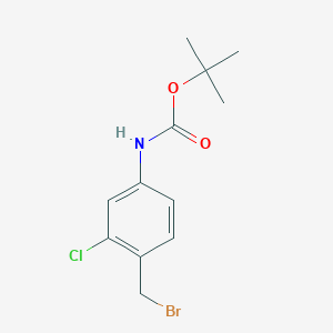 molecular formula C12H15BrClNO2 B12289225 Tert-butyl (4-(bromomethyl)-3-chlorophenyl)carbamate CAS No. 100282-50-6