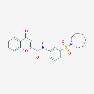 molecular formula C22H22N2O5S B1228935 N-[3-(1-azepanylsulfonyl)phenyl]-4-oxo-1-benzopyran-2-carboxamide 