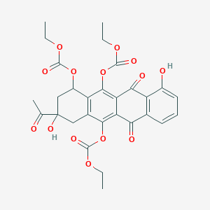 molecular formula C29H28O14 B12289352 [2-acetyl-4,12-bis(ethoxycarbonyloxy)-2,7-dihydroxy-6,11-dioxo-3,4-dihydro-1H-tetracen-5-yl] ethyl carbonate 