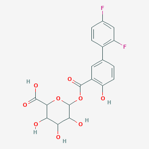 molecular formula C19H16F2O9 B12289376 6-[5-(2,4-Difluorophenyl)-2-hydroxybenzoyl]oxy-3,4,5-trihydroxyoxane-2-carboxylic acid 