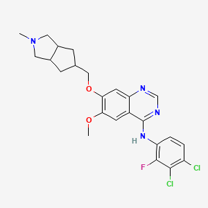 molecular formula C24H25Cl2FN4O2 B12289393 7-[[(3aS,6aR)-2-methyl-3,3a,4,5,6,6a-hexahydro-1H-cyclopenta[c]pyrrol-5-yl]methoxy]-N-(3,4-dichloro-2-fluorophenyl)-6-methoxyquinazolin-4-amine 