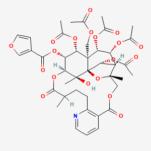 molecular formula C41H47NO19 B1228940 [(1S,3R,18S,19R,20R,21R,22S,23R,24R,25R,26S)-20,22,23,25-tetraacetyloxy-21-(acetyloxymethyl)-26-hydroxy-3,15,26-trimethyl-6,16-dioxo-2,5,17-trioxa-11-azapentacyclo[16.7.1.01,21.03,24.07,12]hexacosa-7(12),8,10-trien-19-yl] furan-3-carboxylate 