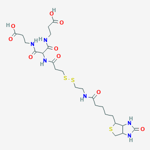 molecular formula C24H38N6O9S3 B12289496 Biotinylamidoethyl]-dithiomethylenemalonicAcidBis(3-aminopropionicAcid) 