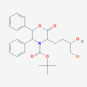 molecular formula C25H30BrNO5 B12289546 (3S,5S,6R)-3-[(3R)-4-Bromo-3-hydroxybutyl]-2-oxo-5,6-diphenyl-4-morpholinecarboxylic Acid tert-Butyl Ester 