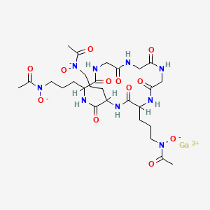 molecular formula C27H42GaN9O12 B1228960 gallium;N-[3-[5,8-bis[3-[acetyl(oxido)amino]propyl]-3,6,9,12,15,18-hexaoxo-1,4,7,10,13,16-hexazacyclooctadec-2-yl]propyl]-N-oxidoacetamide CAS No. 39000-29-8