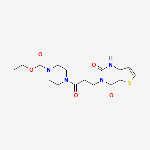 molecular formula C16H20N4O5S B1228970 4-[3-(2,4-dioxo-1H-thieno[3,2-d]pyrimidin-3-yl)-1-oxopropyl]-1-piperazinecarboxylic acid ethyl ester 