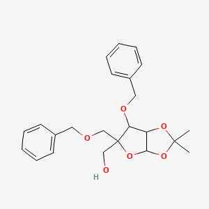 molecular formula C23H28O6 B12289764 1,2-O-(1-methylethylidene)-4-C-[(phenylmethoxy)methyl]-3-O-(phenylmethyl)-L-Lyxofuranose 