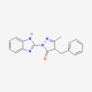 molecular formula C18H16N4O B1228978 2-(1H-苯并咪唑-2-基)-5-甲基-4-(苯甲基)-4H-吡唑-3-酮 