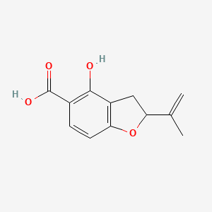 molecular formula C12H12O4 B1228979 4-Hydroxy-2-(1-methylethenyl)-2,3-dihydrobenzofuran-5-carboxylic acid 