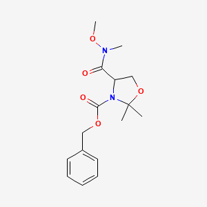 molecular formula C16H22N2O5 B12289963 (S)-benzyl 4-(N-methoxy-N-methylcarbamoyl)-2,2-dimethyloxazolidine-3-carboxylate 