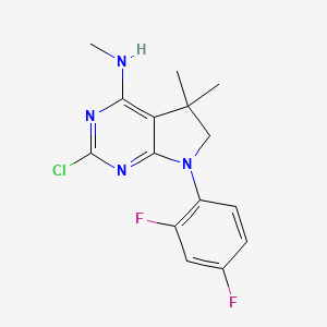 molecular formula C15H15ClF2N4 B12289978 2-Chloro-7-(2,4-difluorophenyl)-N,5,5-trimethyl-6,7-dihydro-5H-pyrrolo[2,3-d]pyrimidin-4-amine 