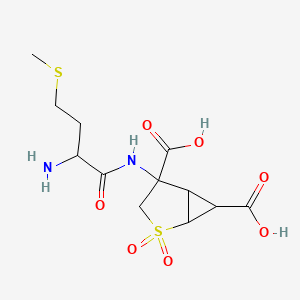 molecular formula C12H18N2O7S2 B12289992 4-[(2-Amino-4-methylsulfanylbutanoyl)amino]-2,2-dioxo-2lambda6-thiabicyclo[3.1.0]hexane-4,6-dicarboxylic acid 