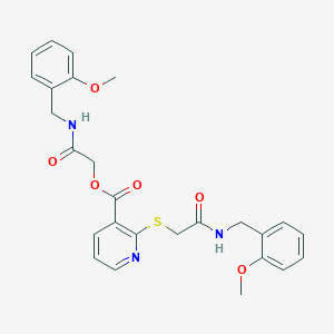 molecular formula C26H27N3O6S B1229014 2-[[2-[(2-Methoxyphenyl)methylamino]-2-oxoethyl]thio]-3-pyridinecarboxylic acid [2-[(2-methoxyphenyl)methylamino]-2-oxoethyl] ester 