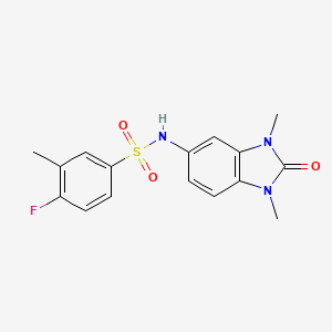 molecular formula C16H16FN3O3S B1229019 N-(1,3-dimethyl-2-oxo-5-benzimidazolyl)-4-fluoro-3-methylbenzenesulfonamide 