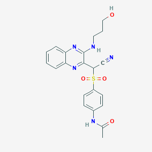 molecular formula C21H21N5O4S B1229021 N-[4-[cyano-[3-(3-hydroxypropylamino)-2-quinoxalinyl]methyl]sulfonylphenyl]acetamide 
