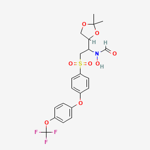 molecular formula C21H22F3NO8S B12290309 N-[1-(2,2-dimethyl-1,3-dioxolan-4-yl)-2-[4-[4-(trifluoromethoxy)phenoxy]phenyl]sulfonylethyl]-N-hydroxyformamide 