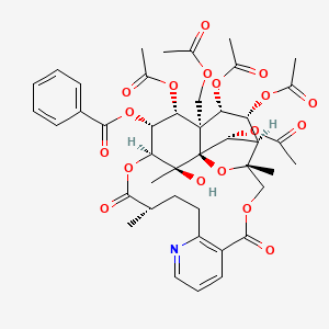molecular formula C43H49NO18 B1229034 [(1S,3R,15S,18S,19R,20R,21R,22S,23R,24R,25R,26S)-20,22,23,25-tetraacetyloxy-21-(acetyloxymethyl)-26-hydroxy-3,15,26-trimethyl-6,16-dioxo-2,5,17-trioxa-11-azapentacyclo[16.7.1.01,21.03,24.07,12]hexacosa-7(12),8,10-trien-19-yl] benzoate 
