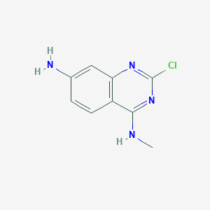 molecular formula C9H9ClN4 B12290507 2-Chloro-N4-methyl-4,7-quinazolinediamine 