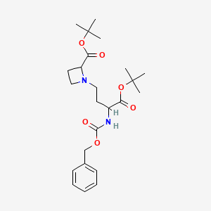 molecular formula C24H36N2O6 B12290697 (2S,3'S)-N-[3-t-Butoxycarbonyl-3-benzyloxycarbonylamino-propyl]]azetidine-2-carboxylic Acid, t-Butyl Ester 