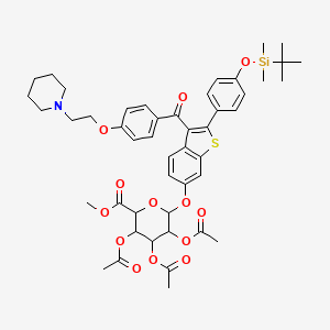 molecular formula C47H57NO13SSi B12290755 Methyl-1-(4'-tert-butyldimethylsylyl-6-hydroxyraloxifene)-2,3,4-tri-O-acetyl--D-glycopyranuronate 