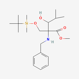 molecular formula C21H37NO4Si B12290758 threo-2-[[[(1,1-Dimethylethyl)dimethylsilyl]oxy]methyl]-3-hydroxy-N-(phenylmethyl)-D-leucine Methyl Ester 