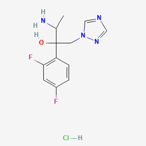 molecular formula C12H15ClF2N4O B12290913 3-Amino-2-(2,4-difluorophenyl)-1-(1,2,4-triazol-1-yl)butan-2-ol;hydrochloride 