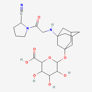 molecular formula C23H33N3O8 B12290933 6-[[3-[[2-(2-Cyanopyrrolidin-1-yl)-2-oxoethyl]amino]-1-adamantyl]oxy]-3,4,5-trihydroxyoxane-2-carboxylic acid 