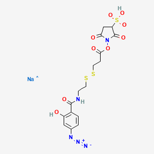 molecular formula C16H17N5NaO9S3 B12290996 Propanoic acid, 3-[[2-[(4-azido-2-hydroxybenzoyl)amino]ethyl]dithio]-, 2,5-dioxo-3-sulfo-1-pyrrolidinyl ester, sodium salt (1:1) 
