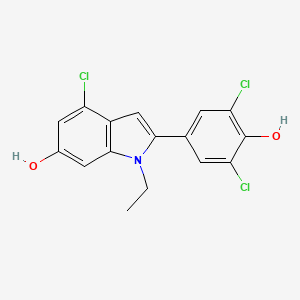 molecular formula C16H12Cl3NO2 B12290998 4-Chloro-2-(3,5-dichloro-4-hydroxyphenyl)-1-ethyl-1H-indol-6-ol 