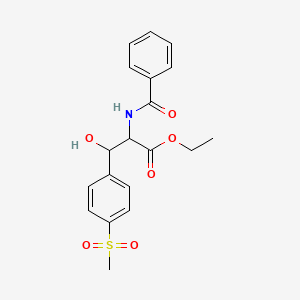 molecular formula C19H21NO6S B12291012 Ethyl 2-benzamido-3-hydroxy-3-(4-methylsulfonylphenyl)propanoate 