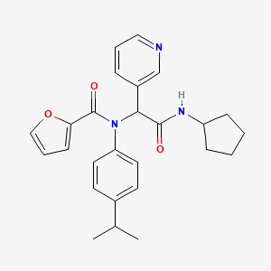 molecular formula C26H29N3O3 B1229109 N-[2-(cyclopentylamino)-2-oxo-1-pyridin-3-ylethyl]-N-(4-propan-2-ylphenyl)furan-2-carboxamide 