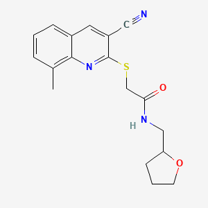 2-[(3-cyano-8-methyl-2-quinolinyl)thio]-N-(2-oxolanylmethyl)acetamide