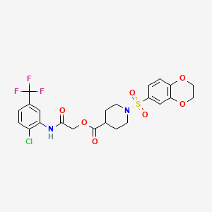 1-(2,3-Dihydro-1,4-benzodioxin-6-ylsulfonyl)-4-piperidinecarboxylic acid [2-[2-chloro-5-(trifluoromethyl)anilino]-2-oxoethyl] ester
