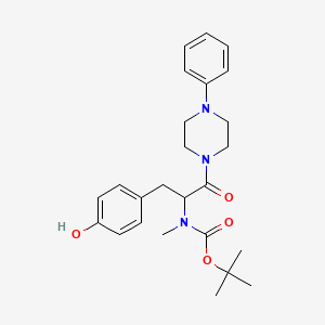 molecular formula C25H33N3O4 B12291169 tert-butyl N-[3-(4-hydroxyphenyl)-1-oxo-1-(4-phenylpiperazin-1-yl)propan-2-yl]-N-methylcarbamate 