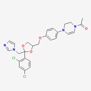 molecular formula C26H26Cl2N4O4 B12291213 1-(4-(4-((Trans-2-((1H-imidazol-1-yl)methyl)-2-(2,4-dichlorophenyl)-1,3-dioxolan-4-yl)methoxy)phenyl)-3,4-dihydropyrazin-1(2H)-yl)ethanone 