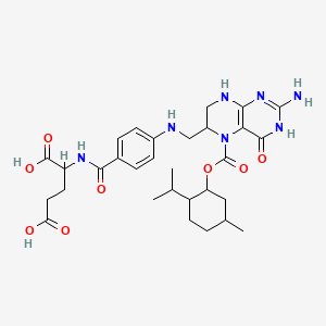 molecular formula C30H41N7O8 B12291240 2-[[4-[[2-Amino-5-(5-methyl-2-propan-2-ylcyclohexyl)oxycarbonyl-4-oxo-3,6,7,8-tetrahydropteridin-6-yl]methylamino]benzoyl]amino]pentanedioic acid 