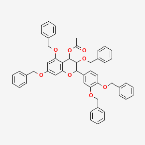 molecular formula C52H46O8 B12291248 (2R,3R,4S)-2-[3,4-Bis(phenylmethoxy)phenyl]-3,4-dihydro-3,5,7-tris(phenylmethoxy)-2H-1-benzopyran-4-ol4-Acetate 