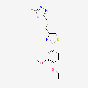 molecular formula C16H17N3O2S3 B1229126 2-[[2-(4-乙氧基-3-甲氧基苯基)-4-噻唑基]甲硫基]-5-甲基-1,3,4-噻二唑 