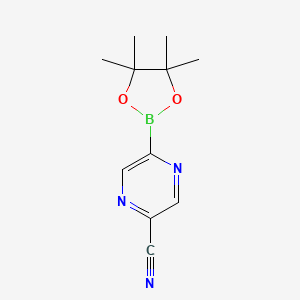 molecular formula C11H14BN3O2 B12291327 5-(4,4,5,5-Tetramethyl-1,3,2-dioxaborolan-2-YL)pyrazine-2-carbonitrile 